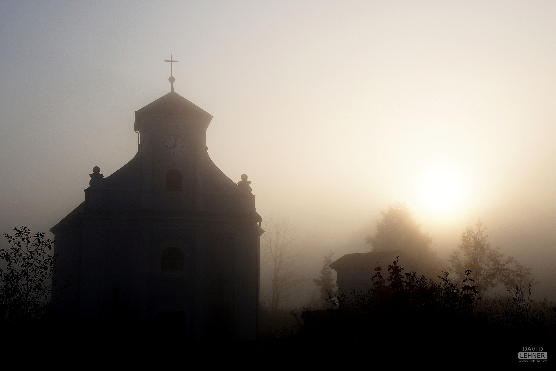 Misty church